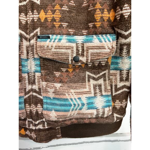 ROCK&ROLL Cotton Aztec Bomber Coat Men's Size Large Chore Coat Western - Picture 4 of 9